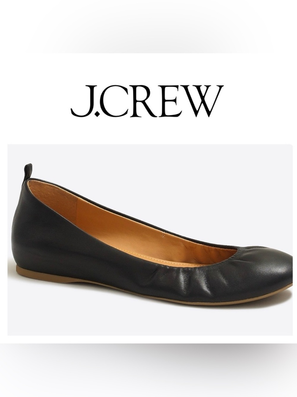 NWOT J. Crew Anya Black leather ballet flats